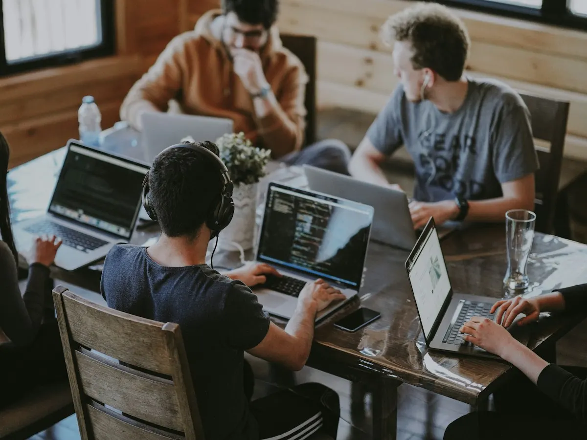Content team writing and planning articles together
