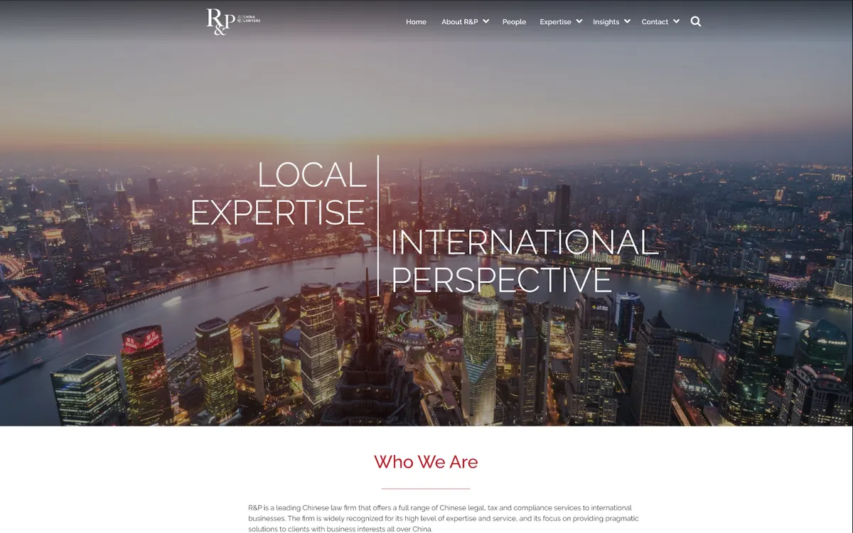 The old R&P China Lawyers homepage before the redesign